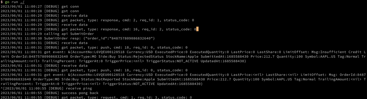 Go example output